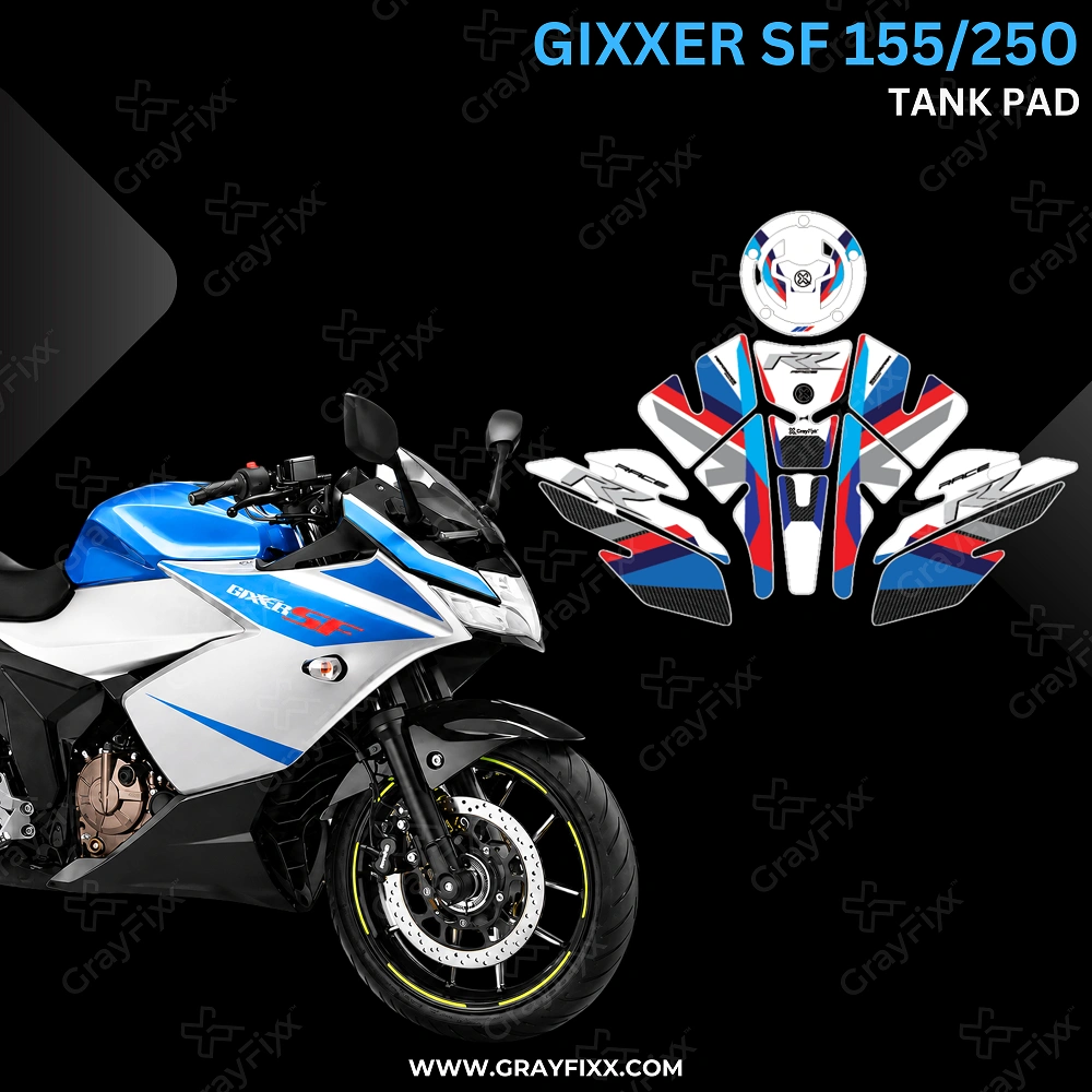 Gixxer SF Full Tank Pad with Knee Pad | Full Tank Pad Compatible with Gixxer SF, Premium Finish, Waterproof, Pack of 1